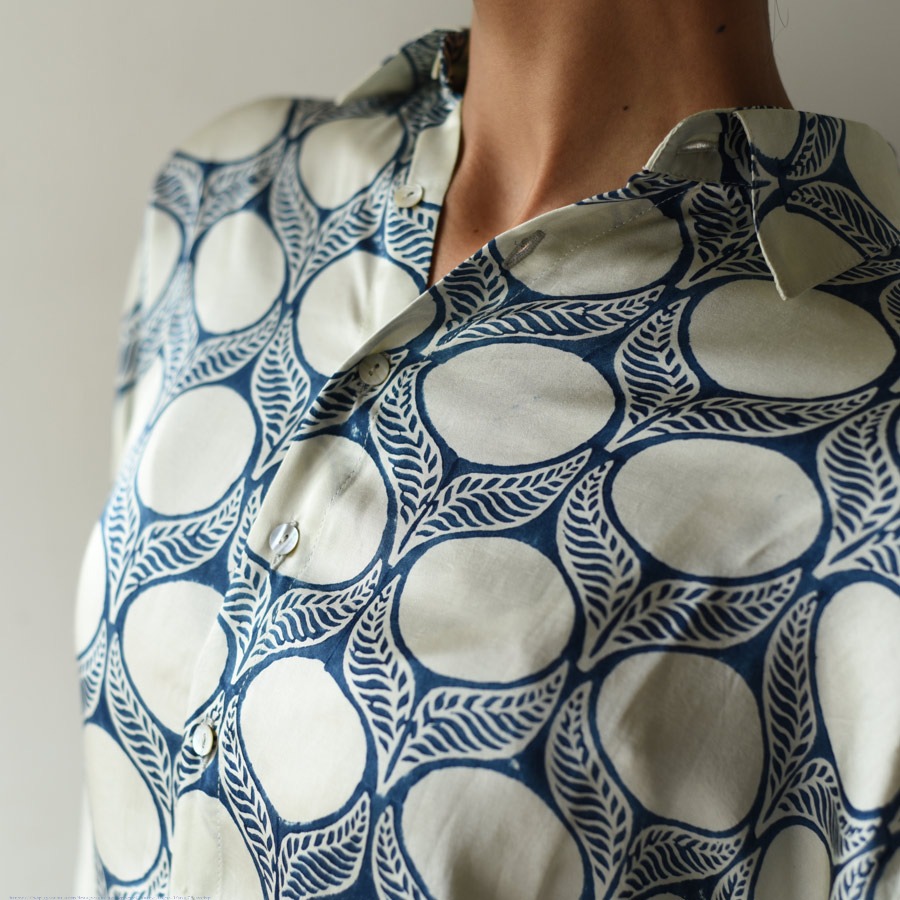 buy Natural Dyed Ajrakh Modal Silk Shirt