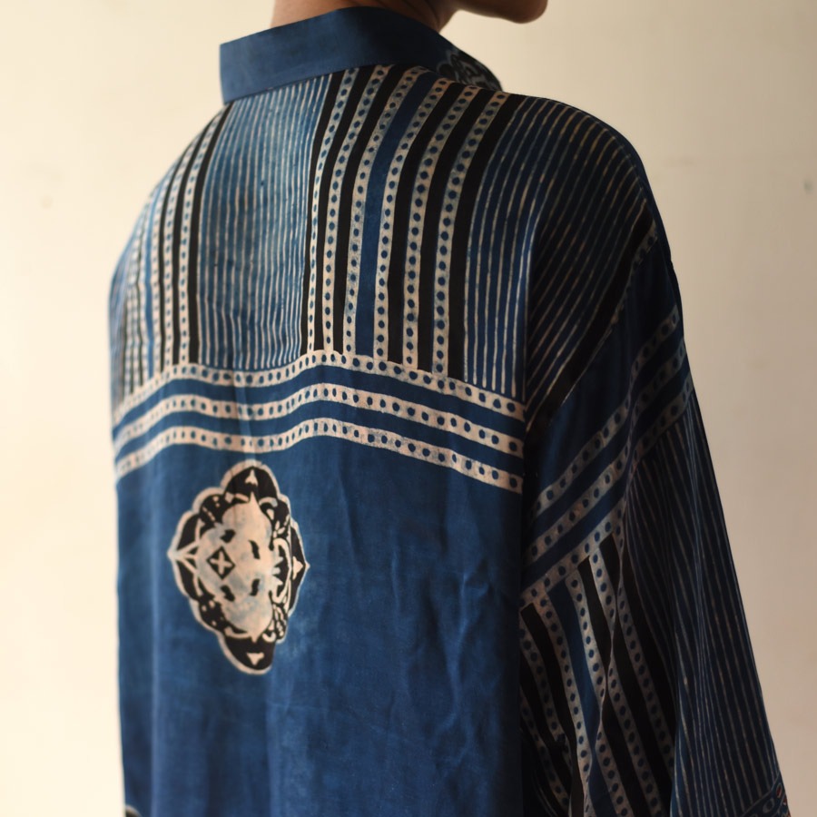 buy Natural Dyed Ajrakh Modal Silk Shirt