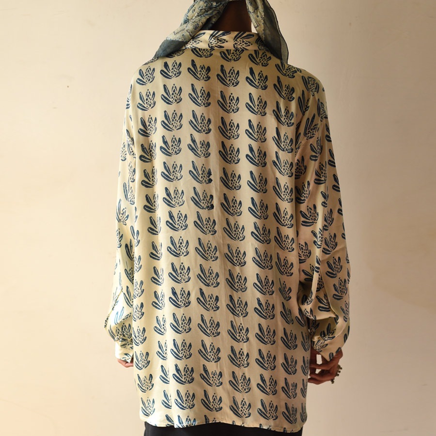 buy Natural Dyed Ajrakh Block Prints ~ Modal Silk Shirt