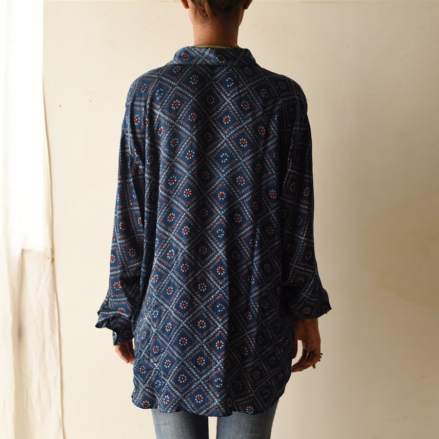 buy Ajrakh Modal Silk - Natural Dyed Unisex Shirt