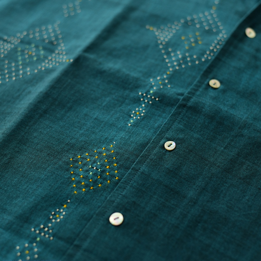 buy Tangaliya Handwoven Unisex Shirt Blue colour