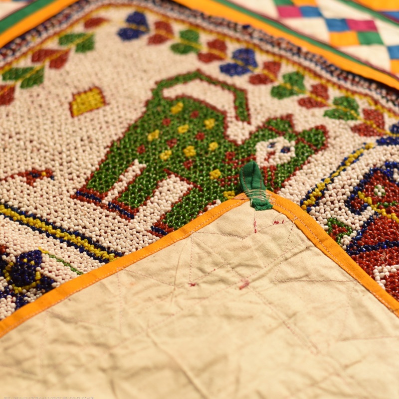 Antique Beadwork Wall Hanging -Tiger & Horse