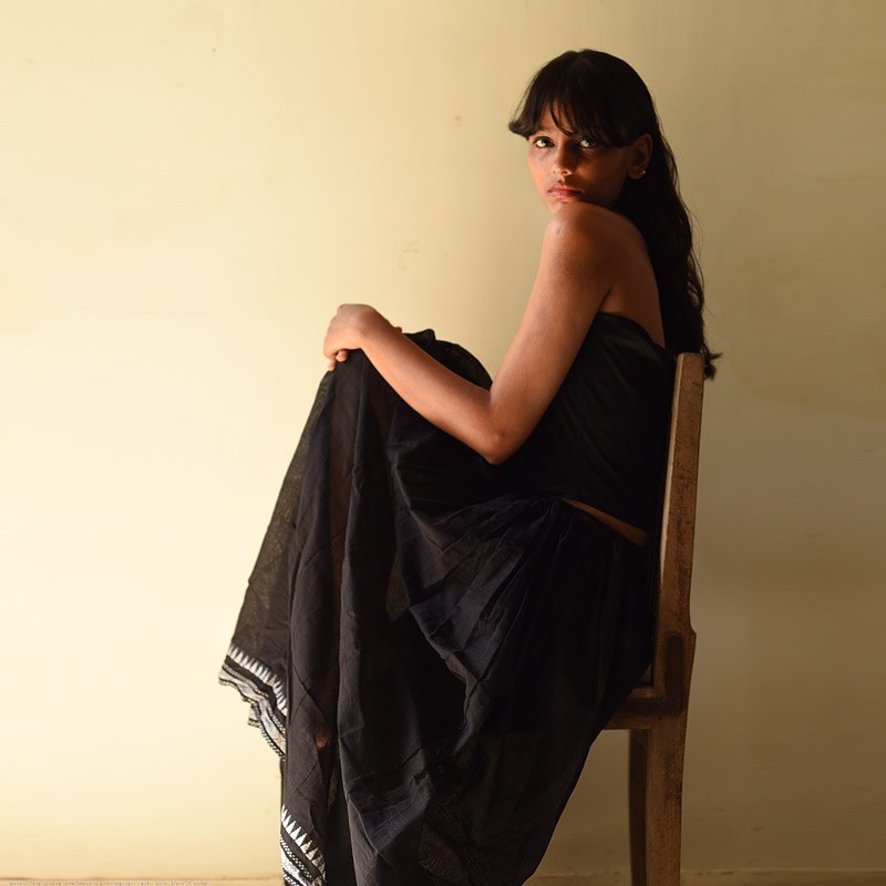 Loom & Light - Handloom Cotton Skirt ~ Black