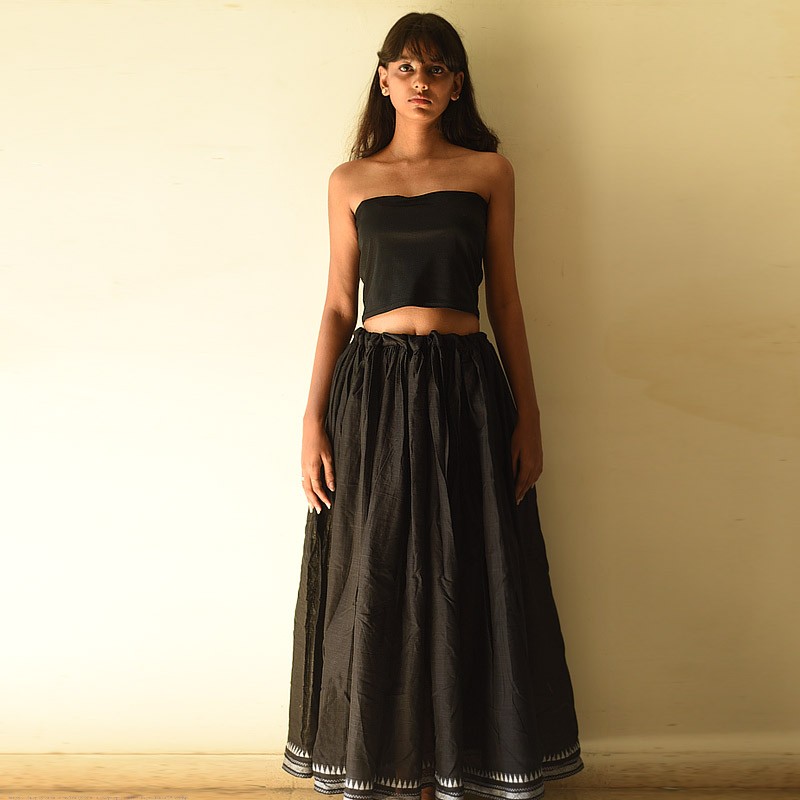 Loom & Light - Handloom Cotton Skirt ~ Black