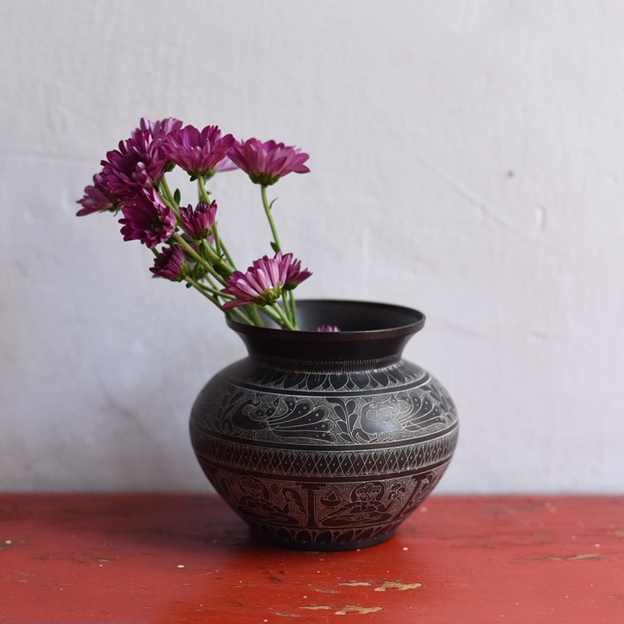 Brass Lota with Hand Carvings 
