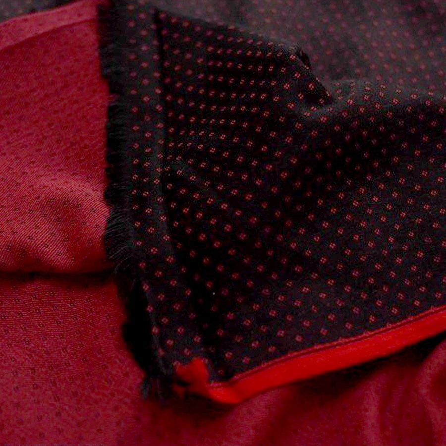 Buy Handloom Mashru Fabric ( Per meter ) ✧ Black Fabric with Dark Red Dots