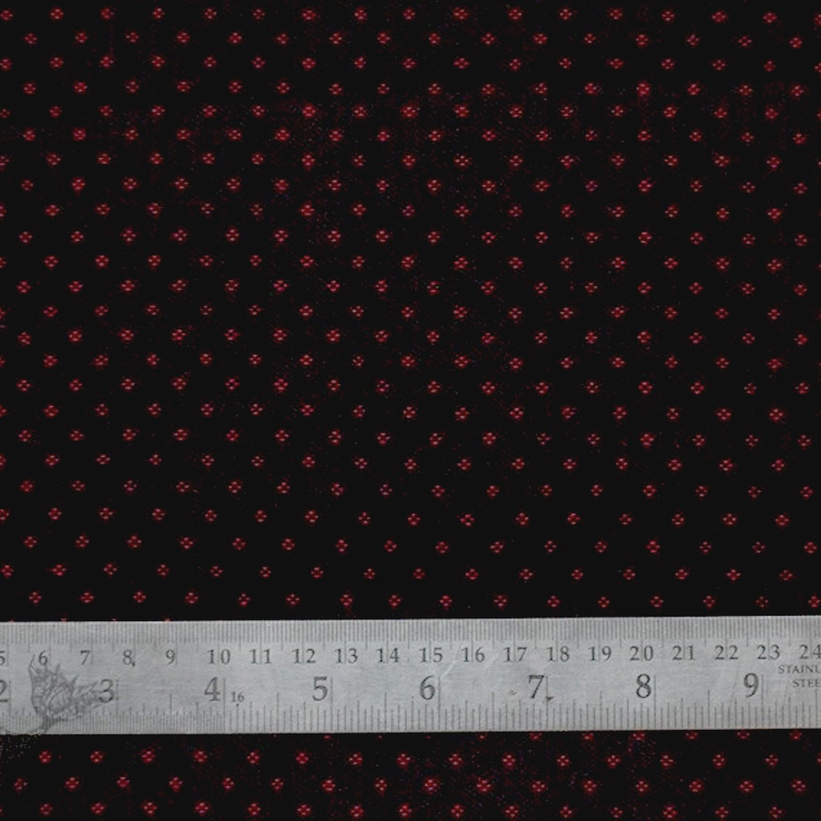 Buy Handloom Mashru Fabric ( Per meter ) ✧ Black Fabric with Dark Red Dots