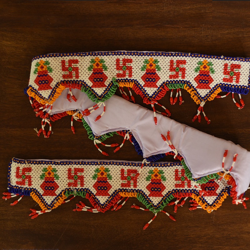 shop handmade door Glass Bead Door Toran - swastik kalash