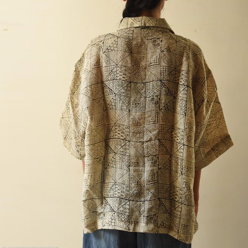 buy Linen Ajrakh printed Shirt - Natural Dyed