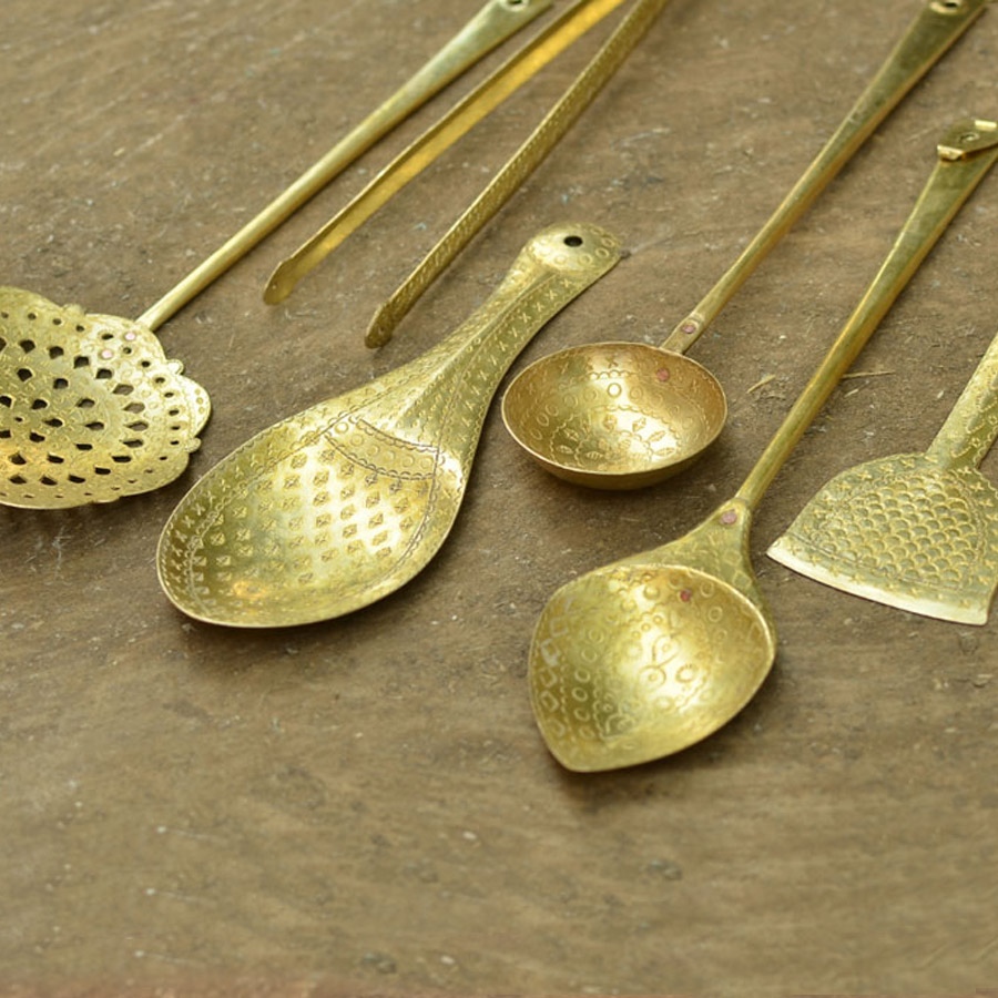 shop Handcrafted Brass Kitchen set { Six piece set }