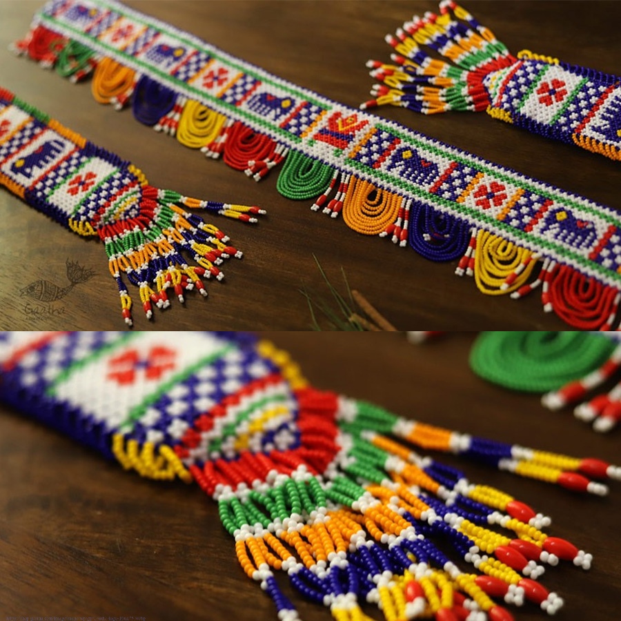 शुभ लाभ ⁂ Glass Bead  Temple ⁂ Toran ( Set of Three ) ⁂ 10C