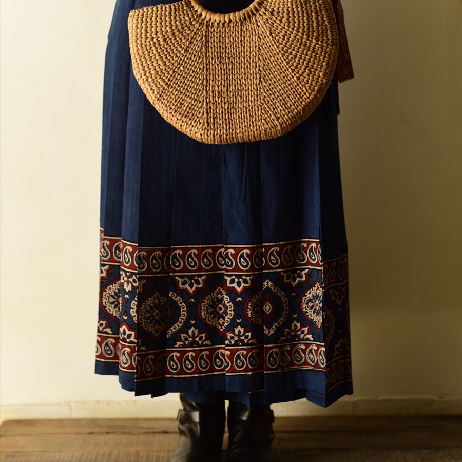 shop Ajrakh Natural Dyed ~ Long Wrap Around Cotton Skirt