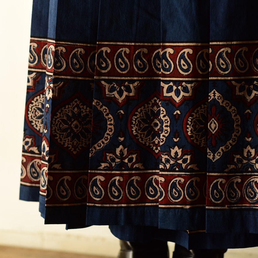 shop Ajrakh Natural Dyed ~ Long Wrap Around Cotton Skirt