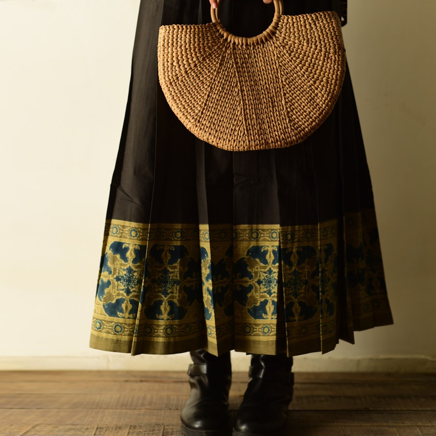 shop Ajrakh Printed Wrap Around Cotton Skirt - Natural Dyed
