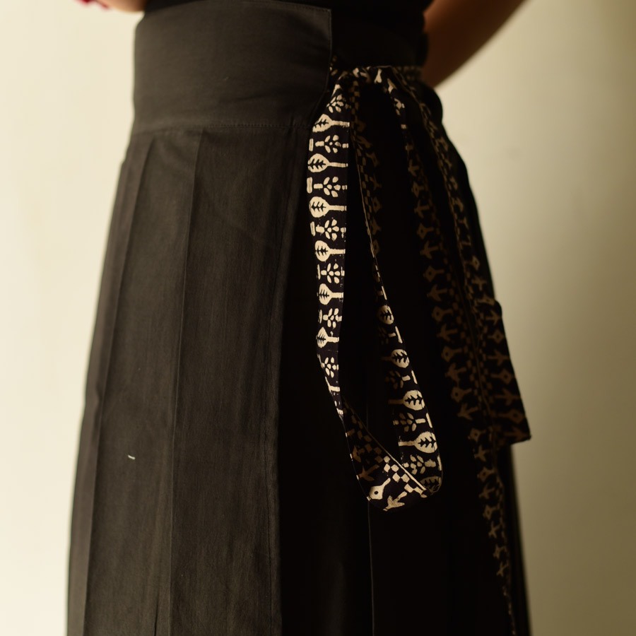 shop Ajrakh Printed Wrap Around Cotton Skirt - Natural Dyed