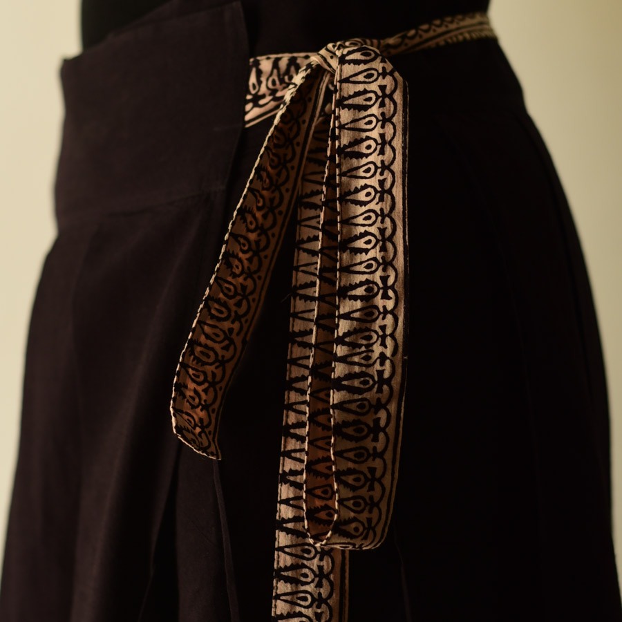 shop Ajrakh Prints ~ Long Wrap Around Skirt - Natural Dyed