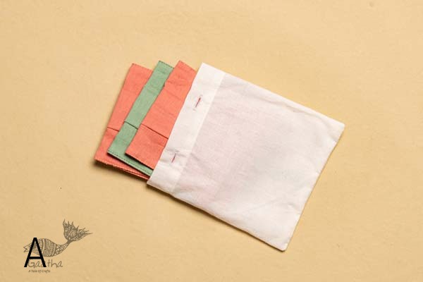 Be safe & stylish ✜ Solid Colour Cotton Mask ( Set of 3 with Pouch ) ✜ D