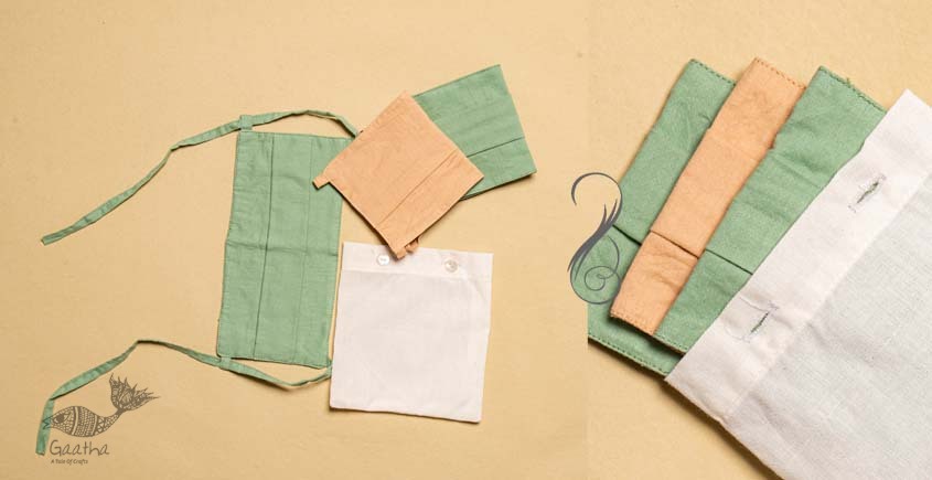 Be safe & stylish ✜ Solid Colour Cotton Mask ( Set of 3 with Pouch ) ✜ F