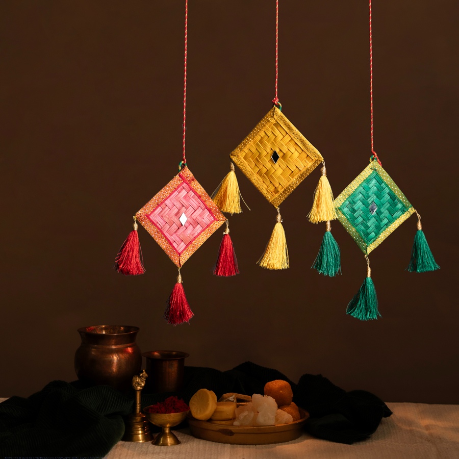 shop Patang Handcrafted Bamboo Door / Wall Hanging - set of 3