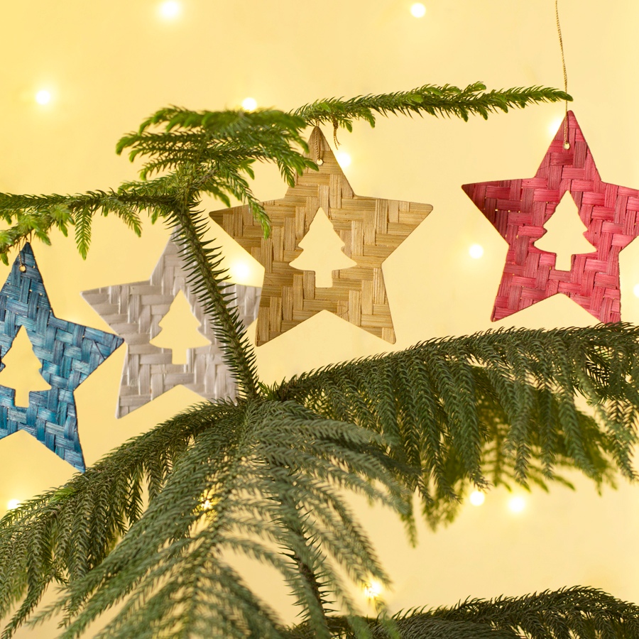 shop Banboo Handcrafted -  Bamboo Star & Tree Hanging