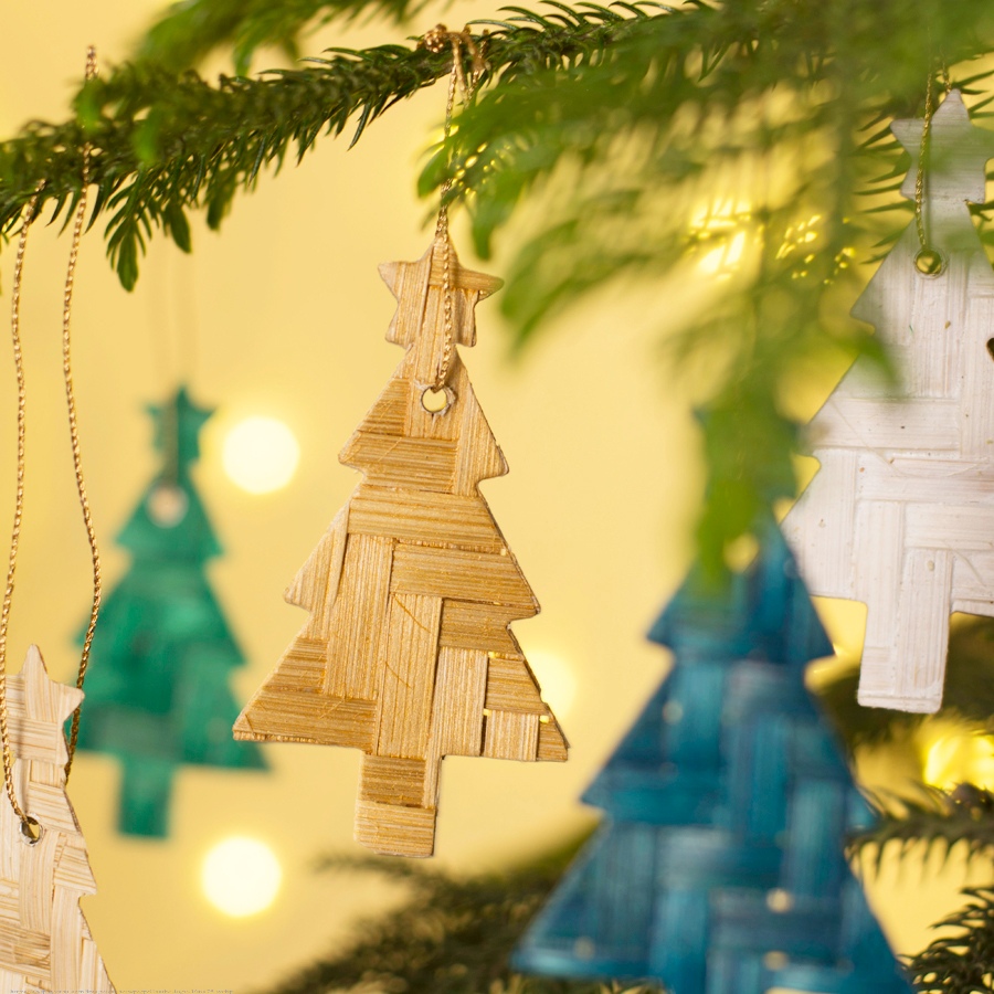 shop Banboo Handcrafted - Bamboo Star-Topped Tree Hanging | Set of 6