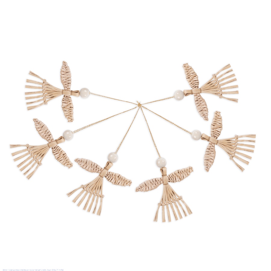 shop Handcrafted -  Banana Bark Angel Hanging | Set of 5