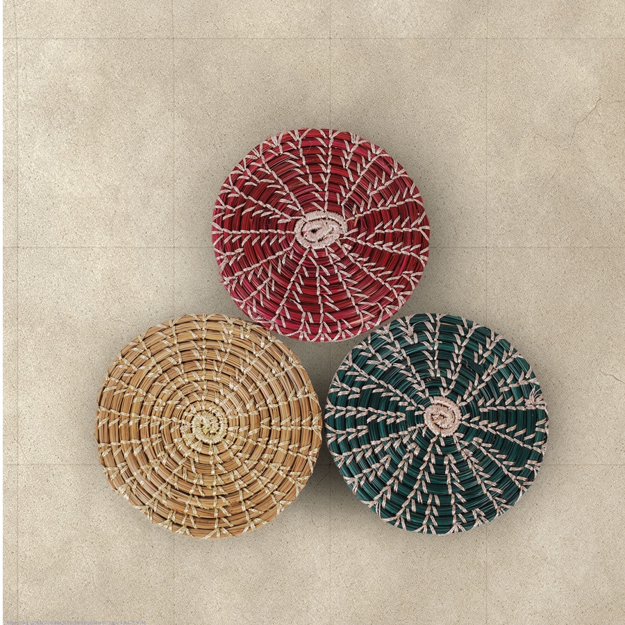 Roots & Reeds | Handcrafted ~ Pine Flat Coasters (Set of 6 )  -  Three color options