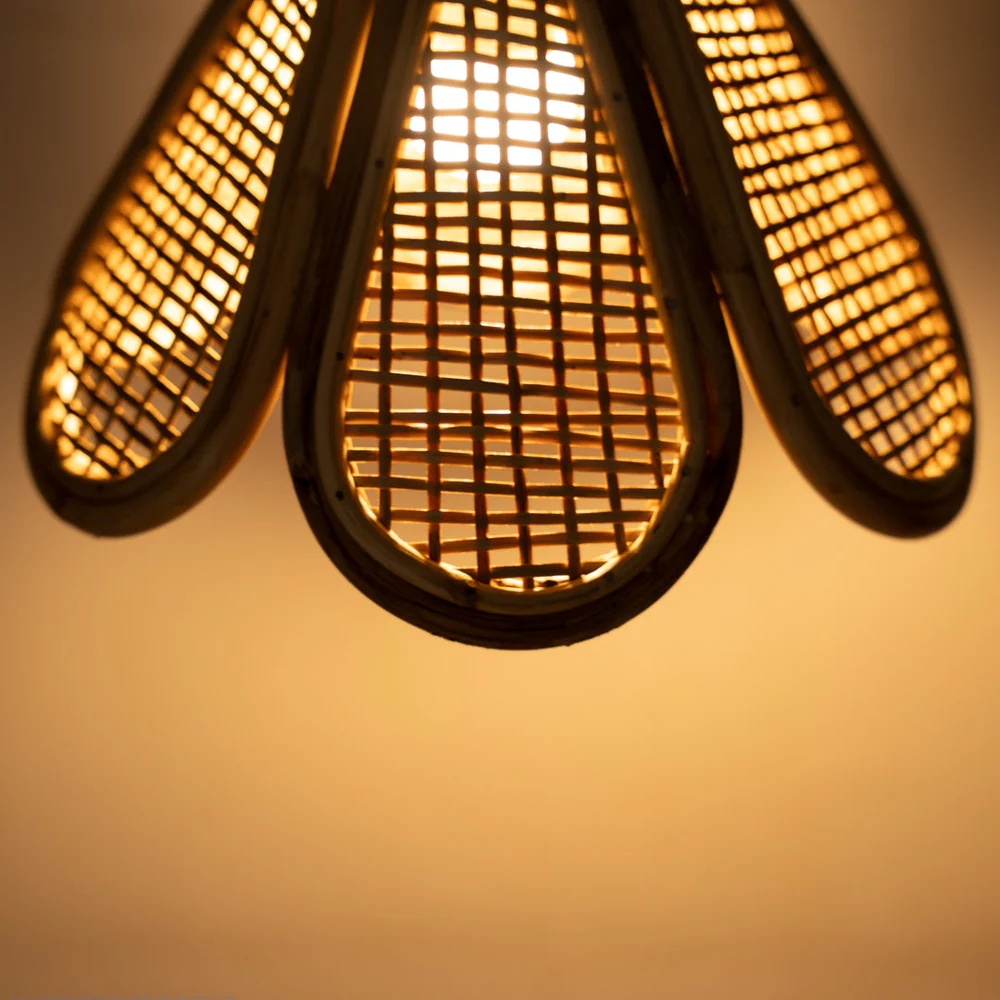 shop Handcrafted Cane Hanging Light Flower - Aura