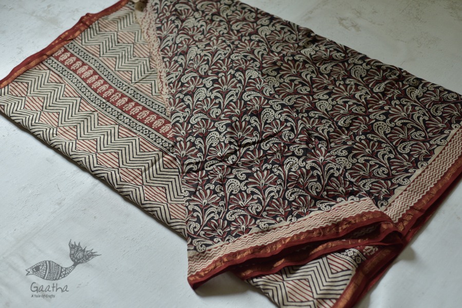 buy exclusive handloom hand block printed kalamkari chanderi saree