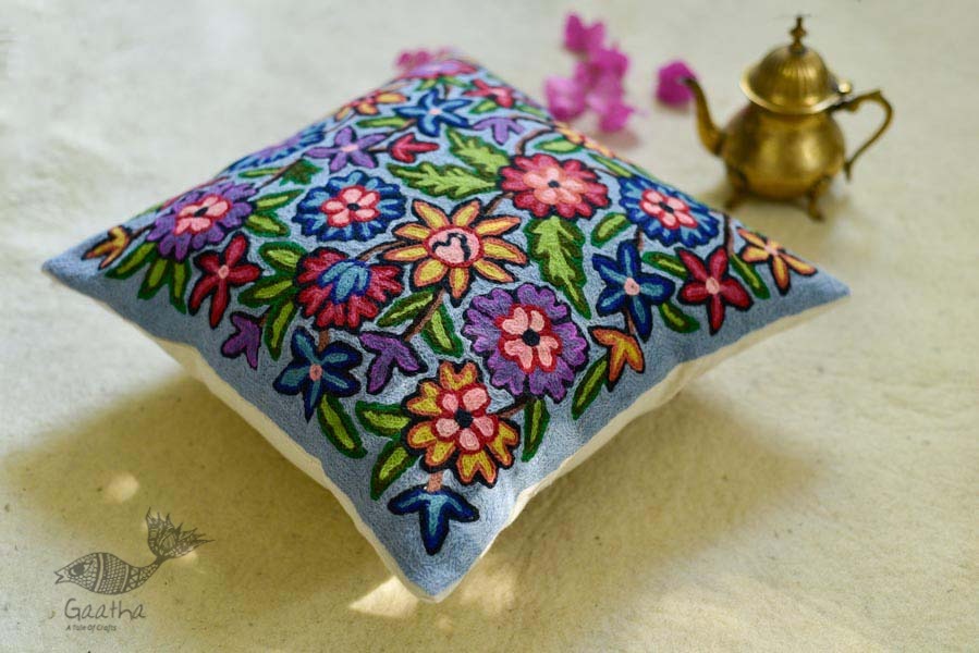 गुल ✩ Kashmiri Ari Embroidery Cushion Cover (16 x 16) ✩ 20