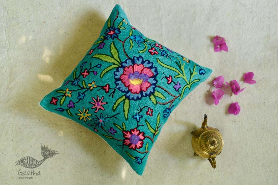 गुल ✩ Kashmiri Ari Embroidery Cushion Cover (16 x 16) ✩ 21