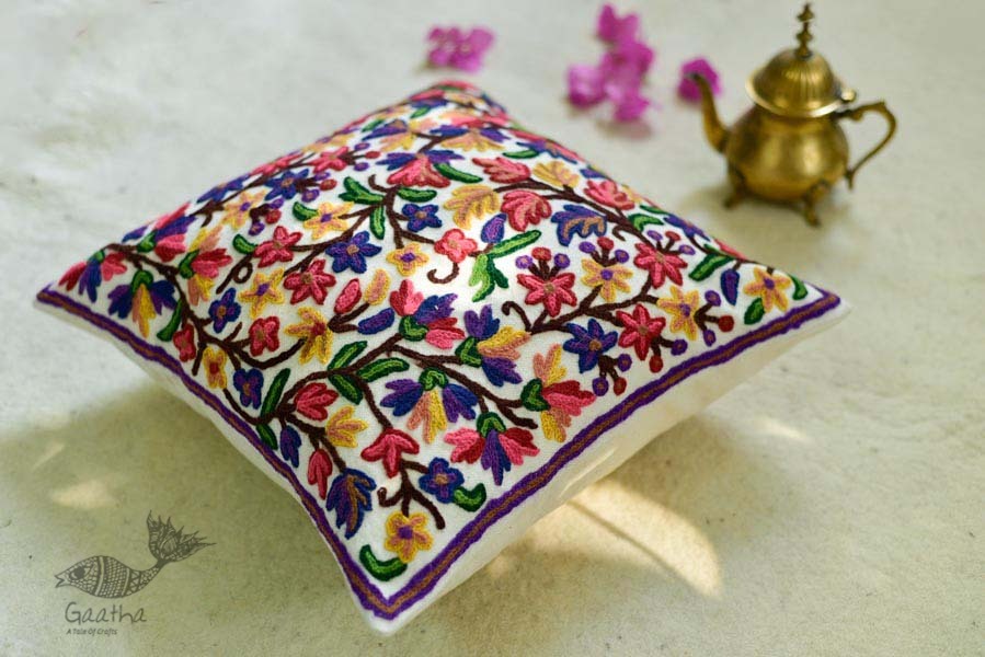 गुल ✩ Kashmiri Ari Embroidery Cushion Cover (16 x 16) ✩ 22