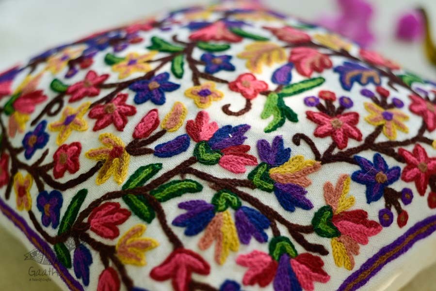 गुल ✩ Kashmiri Ari Embroidery Cushion Cover (16 x 16) ✩ 22