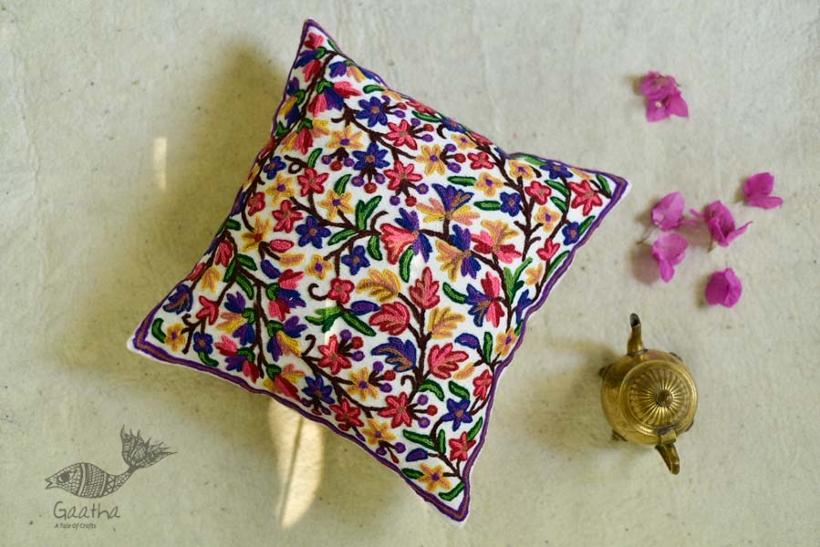 गुल ✩ Kashmiri Ari Embroidery Cushion Cover (16 x 16) ✩ 22