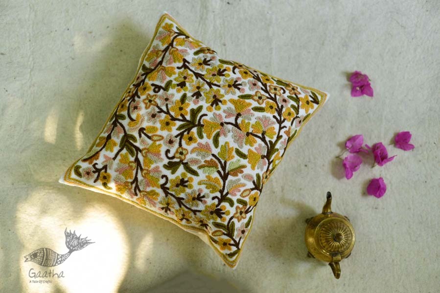 गुल ✩ Kashmiri Ari Embroidery Cushion Cover (16 x 16) ✩ 31