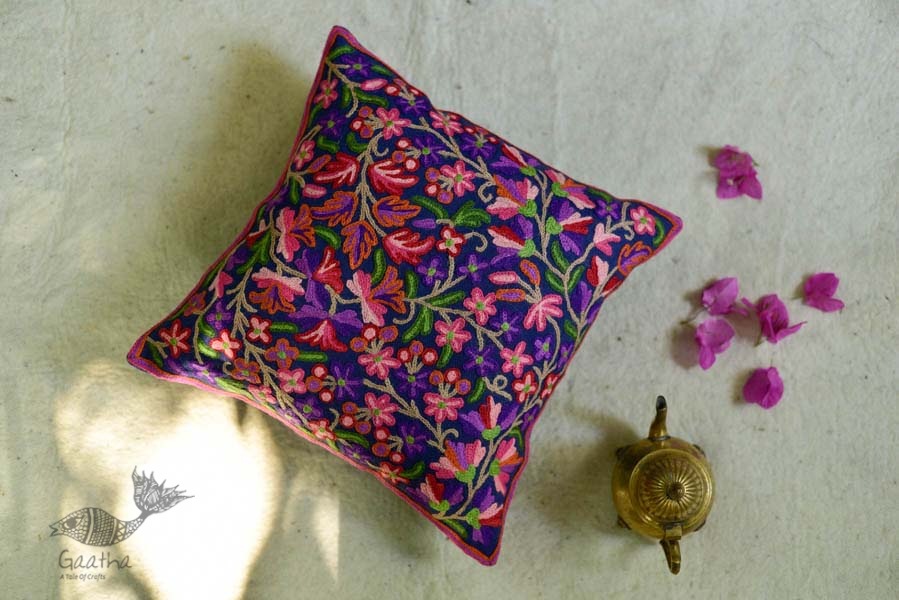 गुल ✩ Kashmiri Ari Embroidery Cushion Cover (16 x 16) ✩ 32