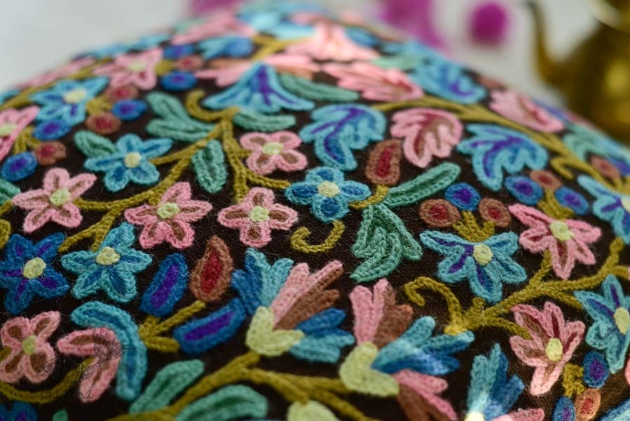 गुल ✩ Kashmiri Ari Embroidery Cushion Cover (16 x 16) ✩ 33