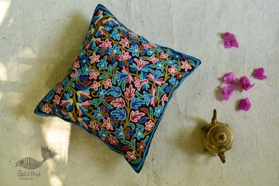 गुल ✩ Kashmiri Ari Embroidery Cushion Cover (16 x 16) ✩ 33