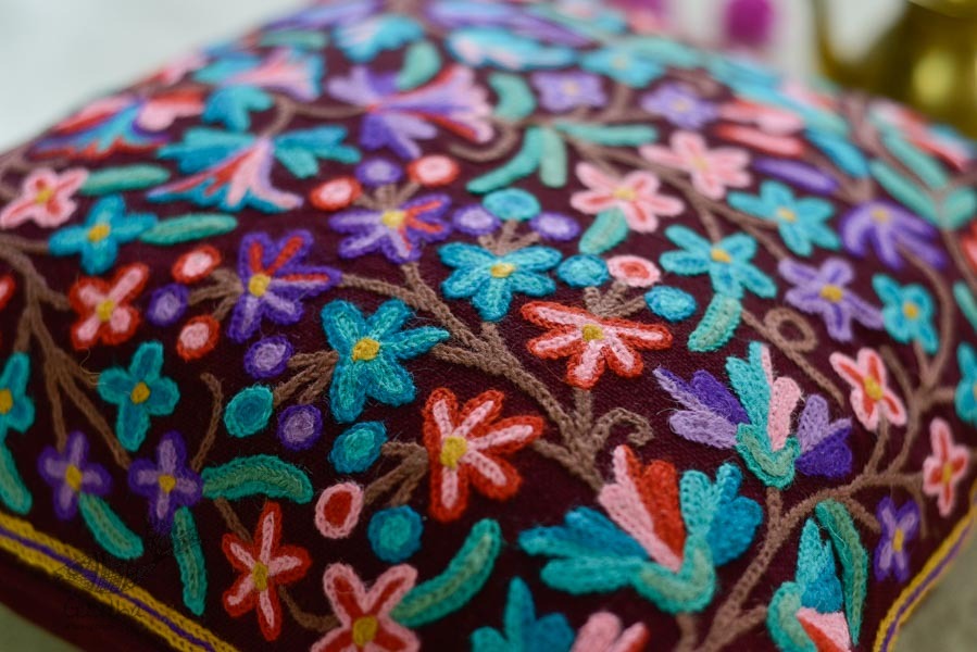 गुल ✩ Kashmiri Ari Embroidery Cushion Cover (16 x 16) ✩ 34