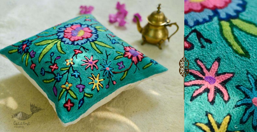 गुल ✩ Kashmiri Ari Embroidery Cushion Cover (16 x 16) ✩ 21