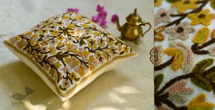 गुल ✩ Kashmiri Ari Embroidery Cushion Cover (16 x 16) ✩ 31