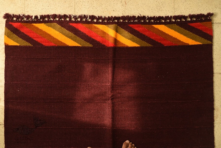 hand woven woolen durrie Dark Brown