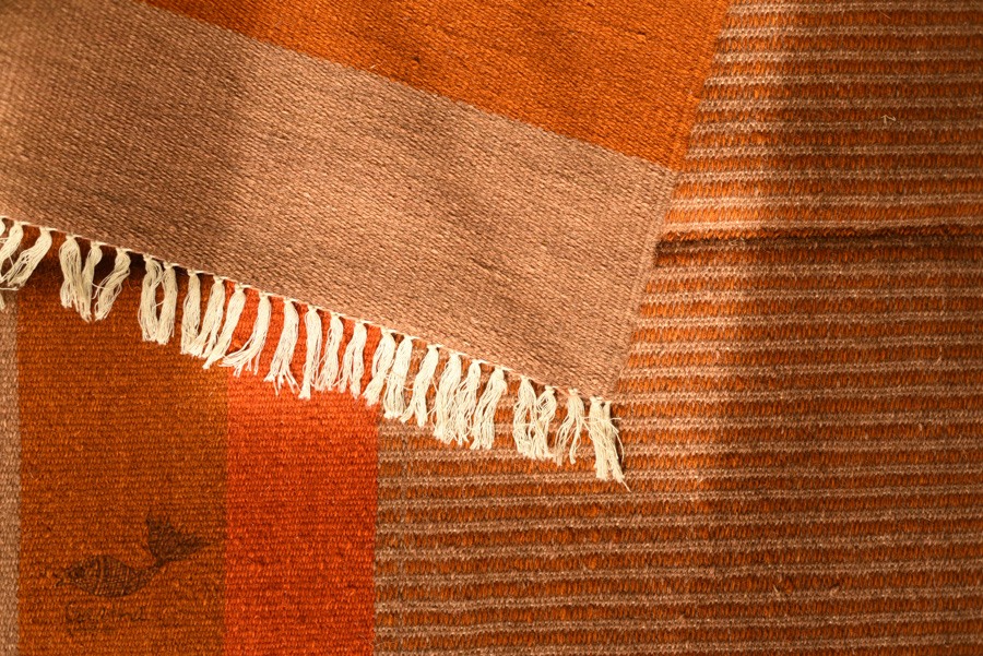 hand woven woolen durri Light Brown Stripes