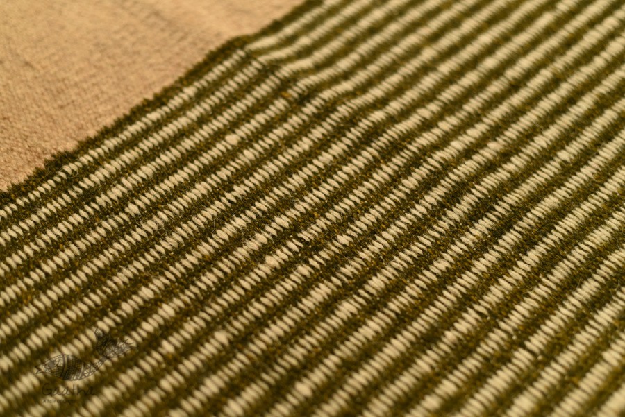 hand woven woolen durri Green Stripes