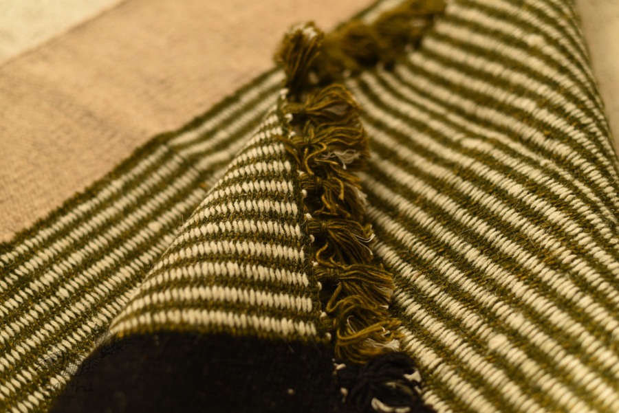 hand woven woolen durri Green Stripes