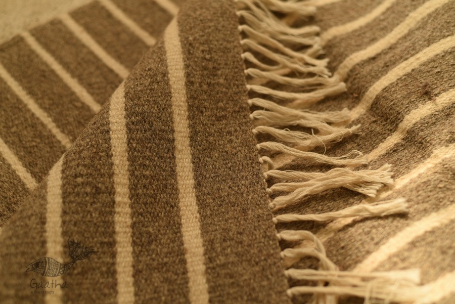 hand woven woolen durri Light Walnut Brown