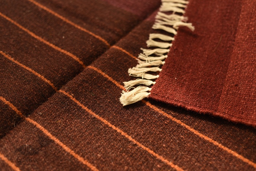 hand woven woolen Durrie ( 3' X 5' ) ~ Brown