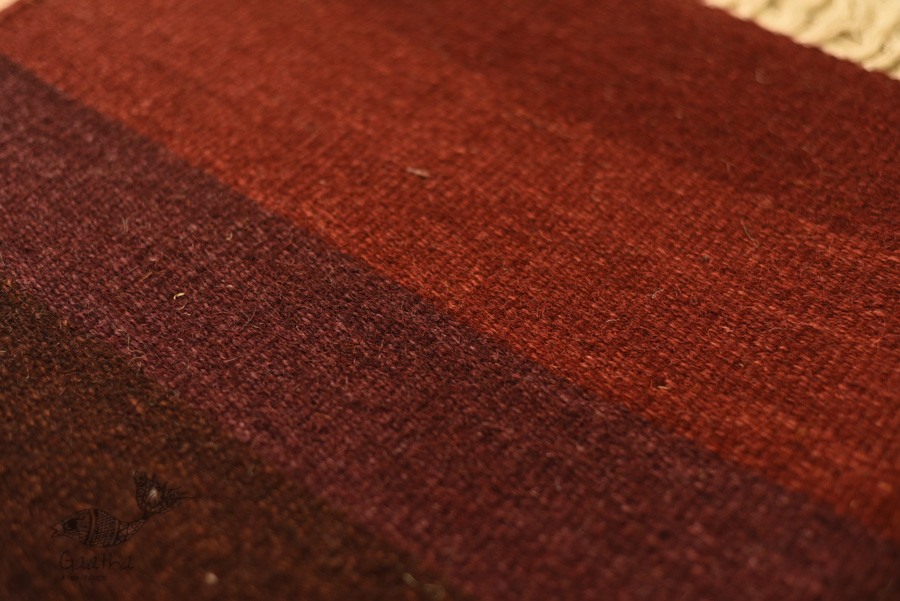 hand woven woolen Durrie ( 3' X 5' ) ~ Brown