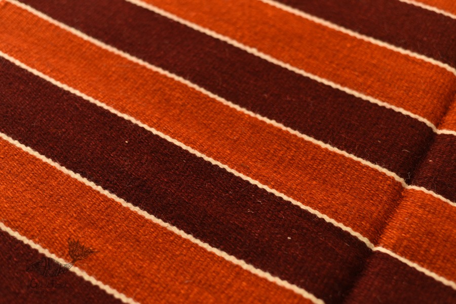 hand woven woolen durri - Horizontal Stripes