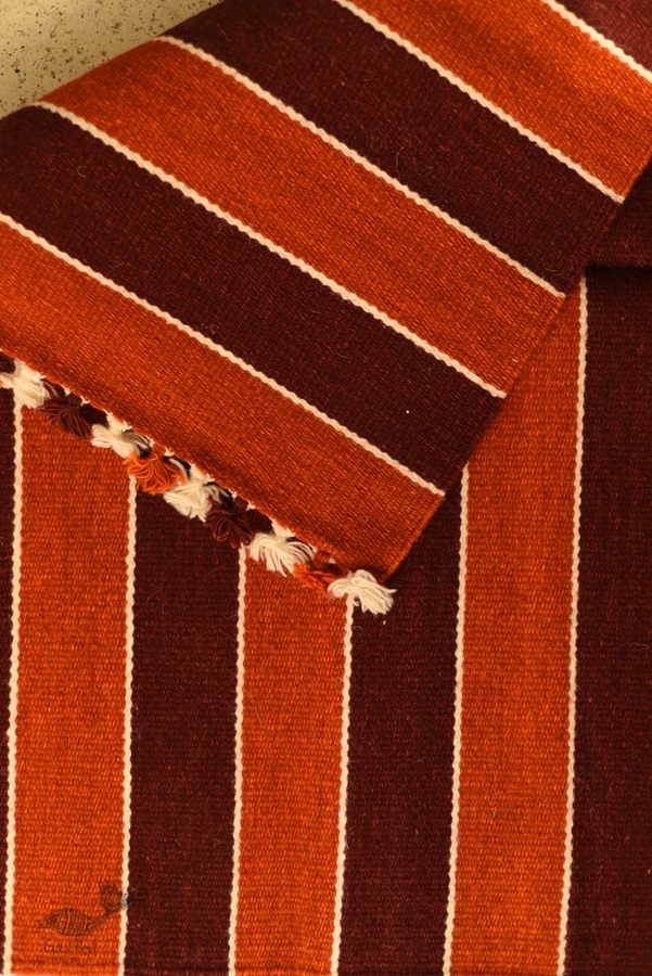 hand woven woolen durri - Horizontal Stripes